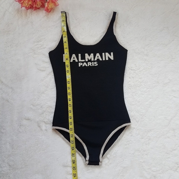Authentic Balmain Paris Logo Linen Blend Knit Bodysuit - Picture 7 of 14